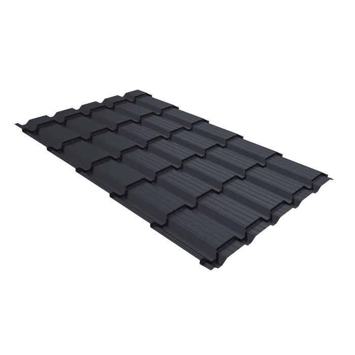 Металлочерепица Grand Line Верховье Quadro profi (Квадро Профи) 0,5 Satin Matt TX RAL 7024 мокрый асфальт